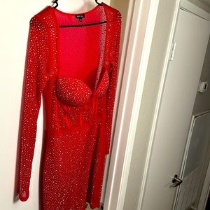 Red Rhinestone dress, size Large from Punchy Blonde. NEVER WORN.